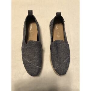 Toms Womens Shoes 7 Wide Blue Slip On Canvas Coastal Cottagecore Boho Minimal